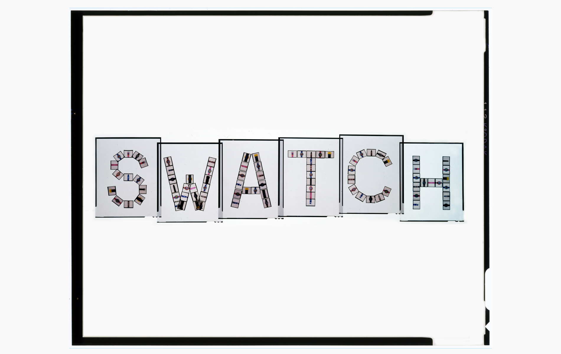 SWATCH PUZZLE Collection - the name Swatch built with the slides 4 "x5" and re-photographed in slide 8"x10" - © Graziano Villa