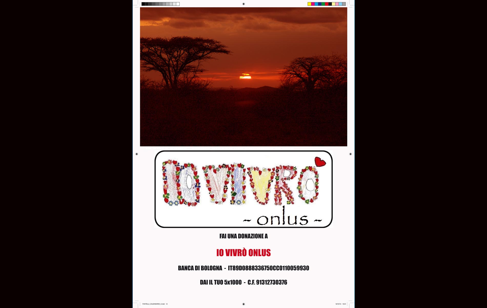 "IO VIVRO' " - onlus - 2015 Calendar - Last Page  - © Graziano Villa